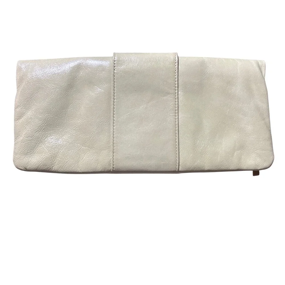 HOBO‎ INTERNATIONAL Green Leather Envelope Clutch Bag Gold Ring